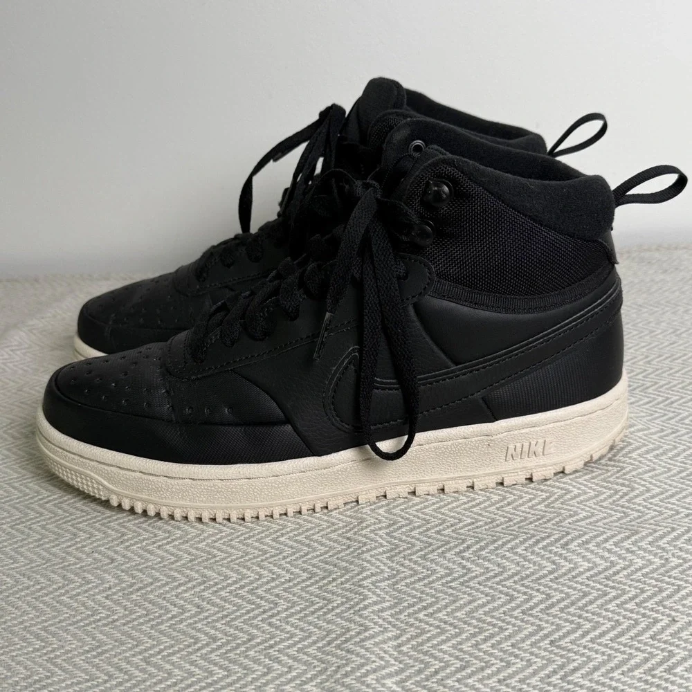 Nike Court Vision Mid Winter‎ Mens 8 Black Sneakers DR7882-002 High Top Shoes
